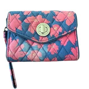 Vera Bradley Crossbody Wallet ~ Pink/Blue Floral